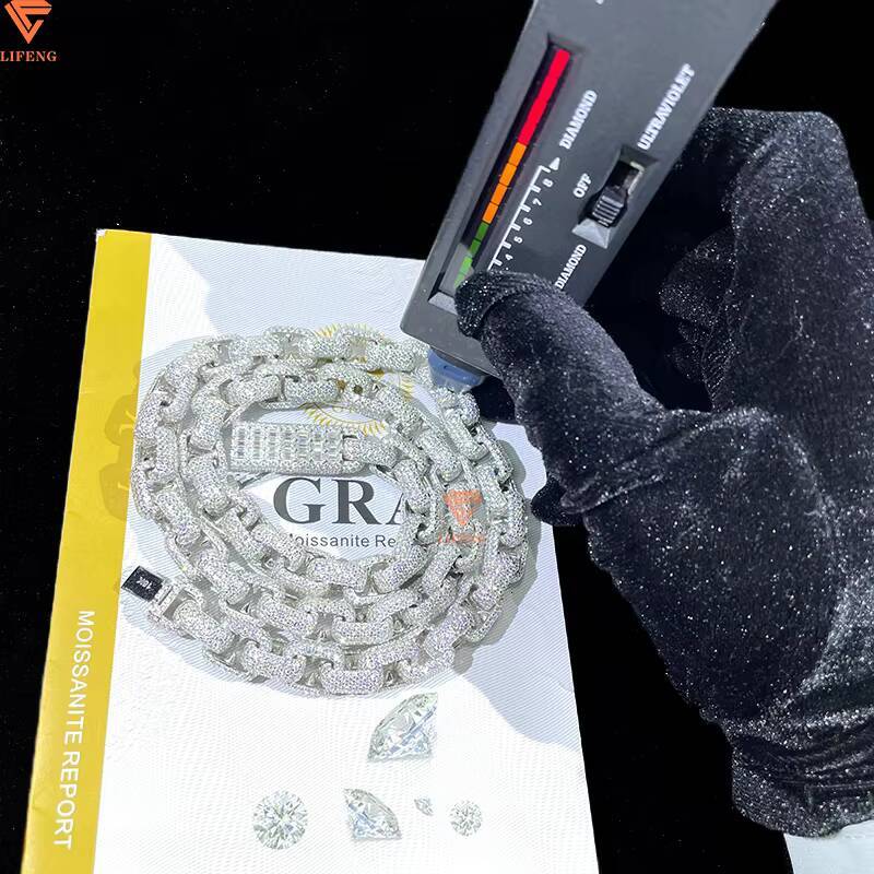 Luxury Jewelry 10mm Baguette Vvs Moissanite Diamond 925 Sterling Silver Cuban Link Chain Hip Hop Rock Style Necklace Bracelet