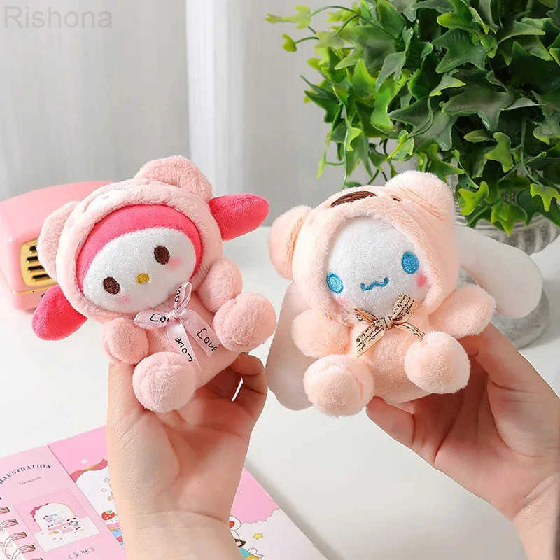 Sanrio 12cm Kawali Plush Toy Kuromi Hello Kitty My Melody Cinnamoroll Soft Stuffed Keychain Doll Pendant Toy Girl Kids Xmas Gift H251125