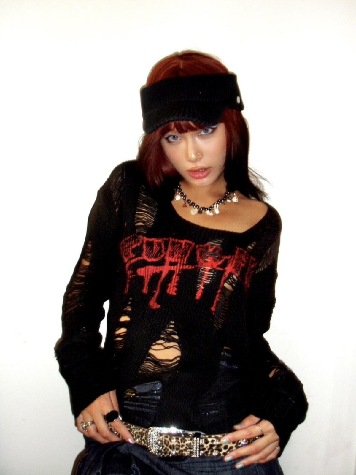 Knitted Sweater Long Sleeve Distressed Fringe Vintage Punk Street Hip Hop Slim Gothic New Style 241116