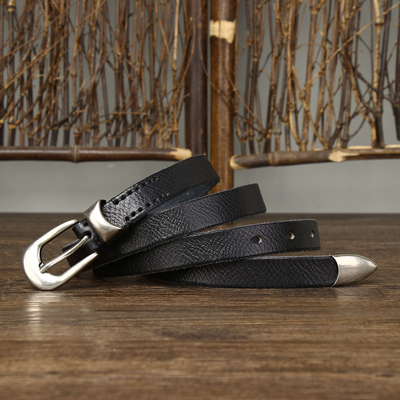 18cm Genuine Leather Belt for Women with Pin Buckle Korean Style Trendy and Versatile Personalized Pure Cowhide Waist Belt for Pants and Skirts