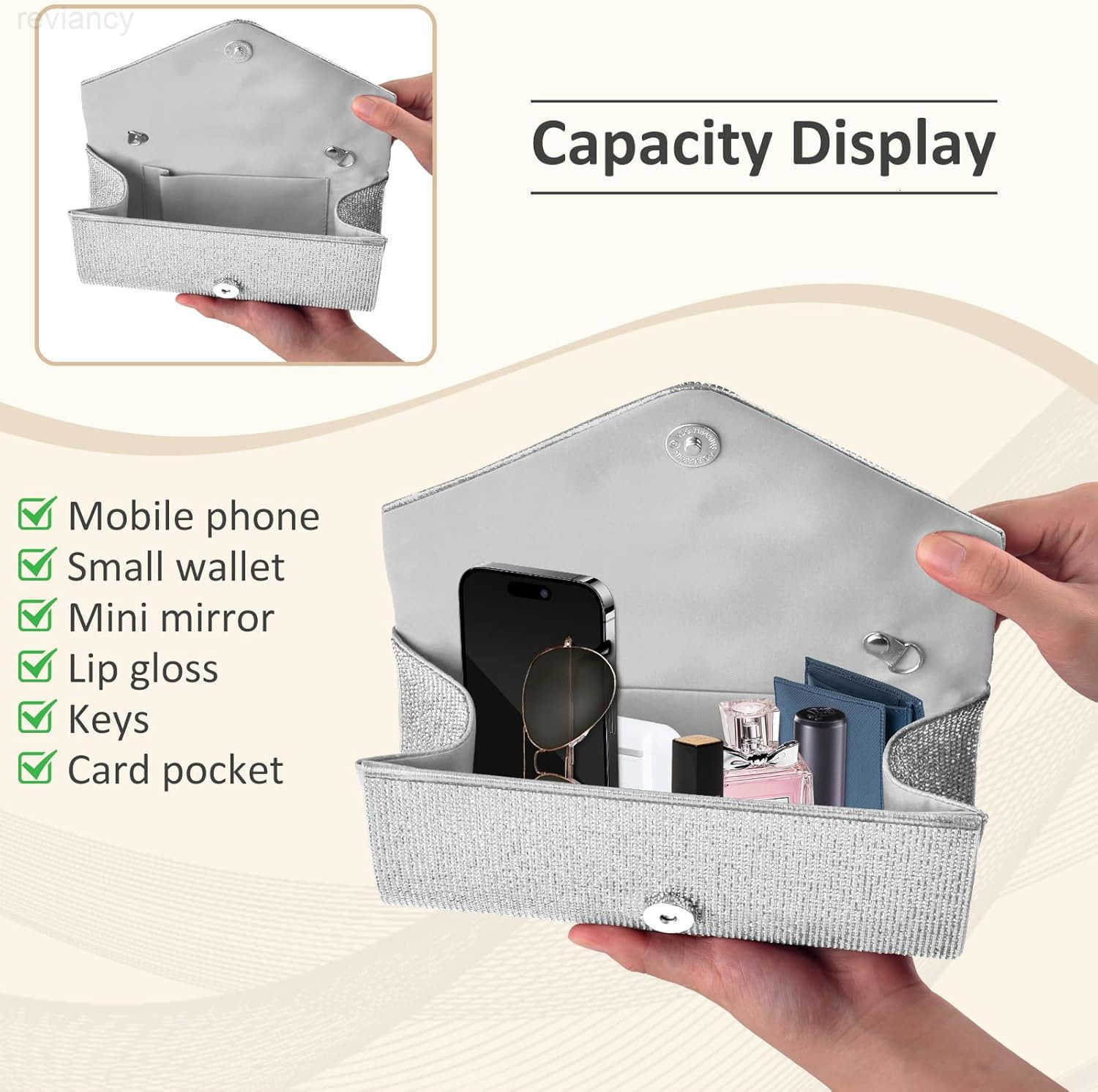 Clutch Purses for Women Sparkly Glitter Evening Bags Handbag for 1920s Party Wedding Engagement PromW250908