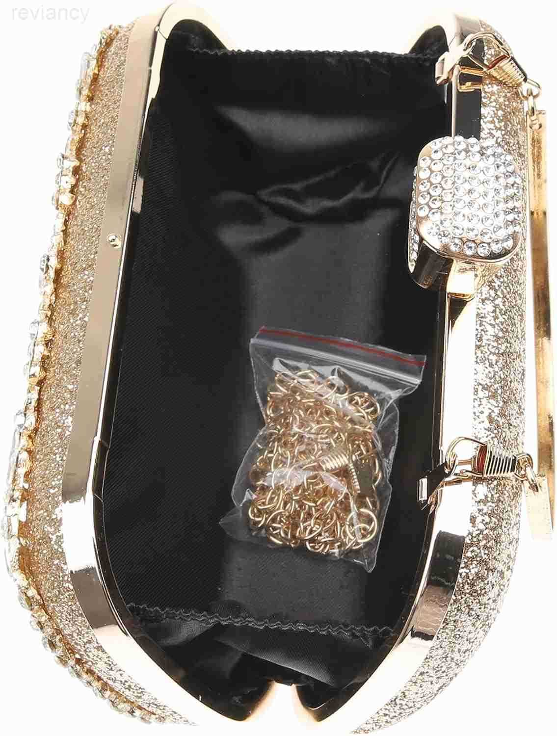 Womens Sparkly Rhinestone Crystal Clutch Bag Glitter Sequin Bridal Purse Evening Handbag for Wedding Party PromW250908