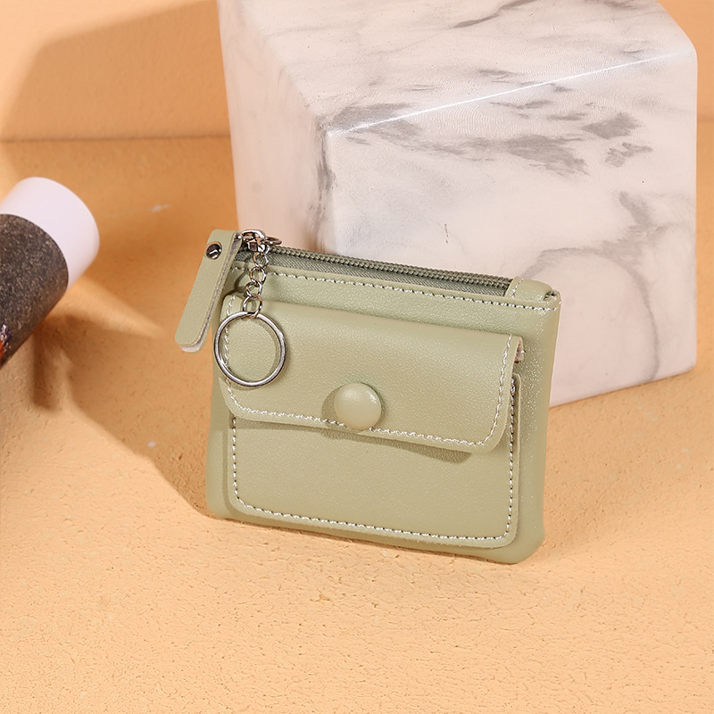 Free Shipping 2025 New Women's Short Zip Around Wallet Solid Color Compact Card Holder with Coin Pocket Key Organizer