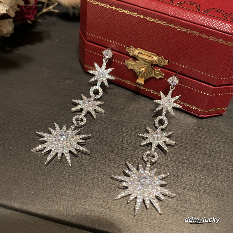 Suower Eight Star Sweet S Sier Needle Ultra Immortal Elegant Temperament Internet Red Tassel Long Flower Earrings 250710 ddmyLucky ddmyLucky