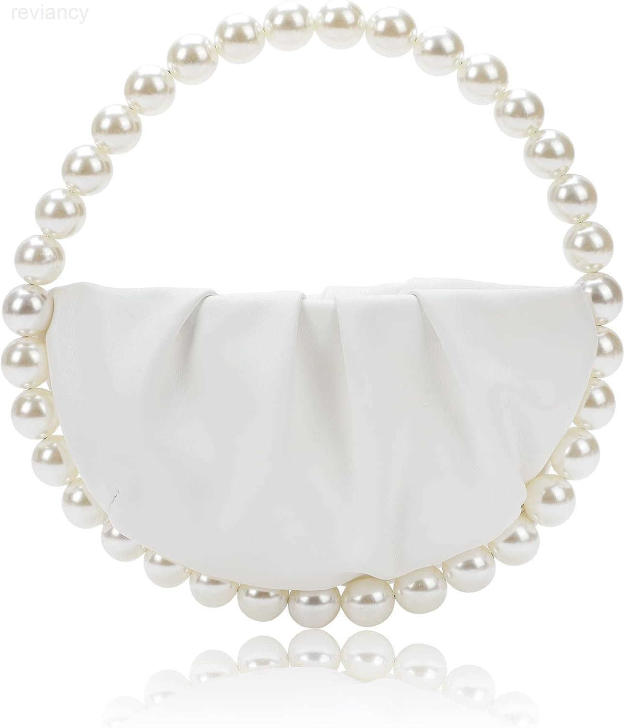 Pearl Soft Face Pleated Handbag Advanced Evening Bag Party Prom Bride Purse Phone Clutch PurseW250908