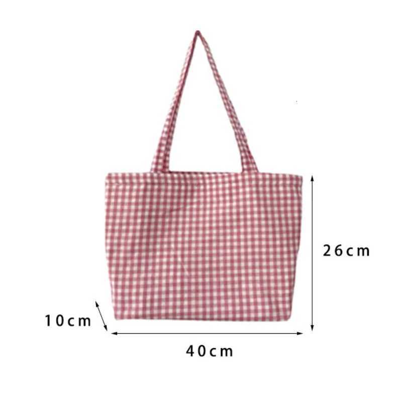 Youda Ladies New Style Canvas Fabric Plaid Shoulder Bag Fashion Simple Handbag Large Casual Capacity shopping Tote Bags R250908