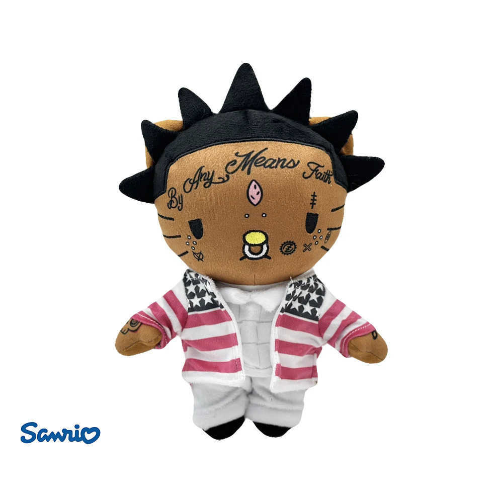Sanrio New 26cm Hello Kitty Lil Uzi Vert Red and White Striped Clothing Plush Doll Figure Stuffed Toy Cute Boys Girls Fans Collect Gift L250908
