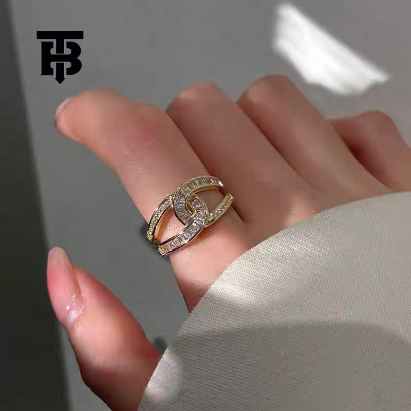 TB BHULAMTE Designer Luxurious Unique Niche Irregular Geometric U-shaped Surround Ring Fashion High-end Elegant Women's Fashion Jewelry Trendy Ac