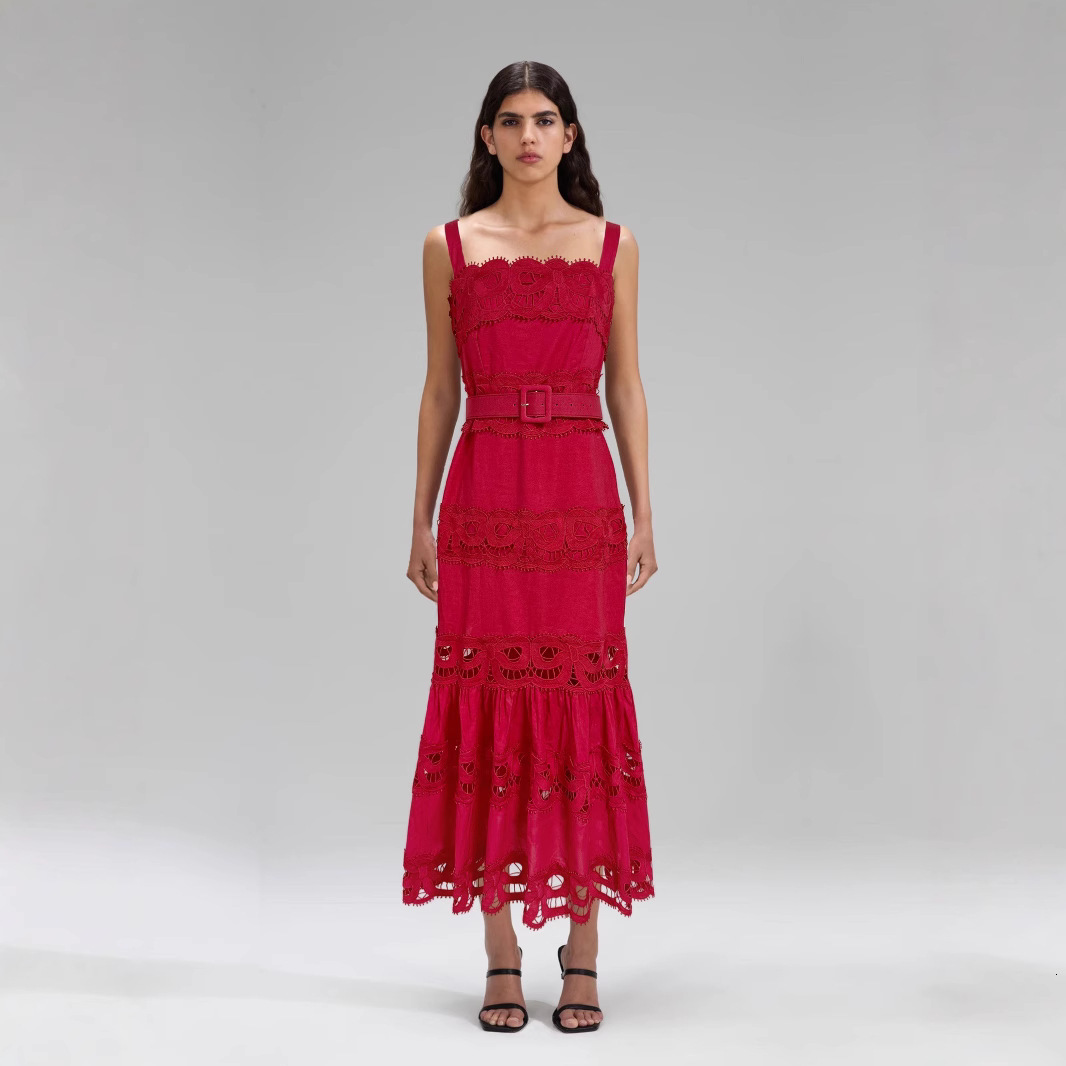 Summer New Vacation Style French Fashion Elegant Design WaistSlimming Strap Dress 210423