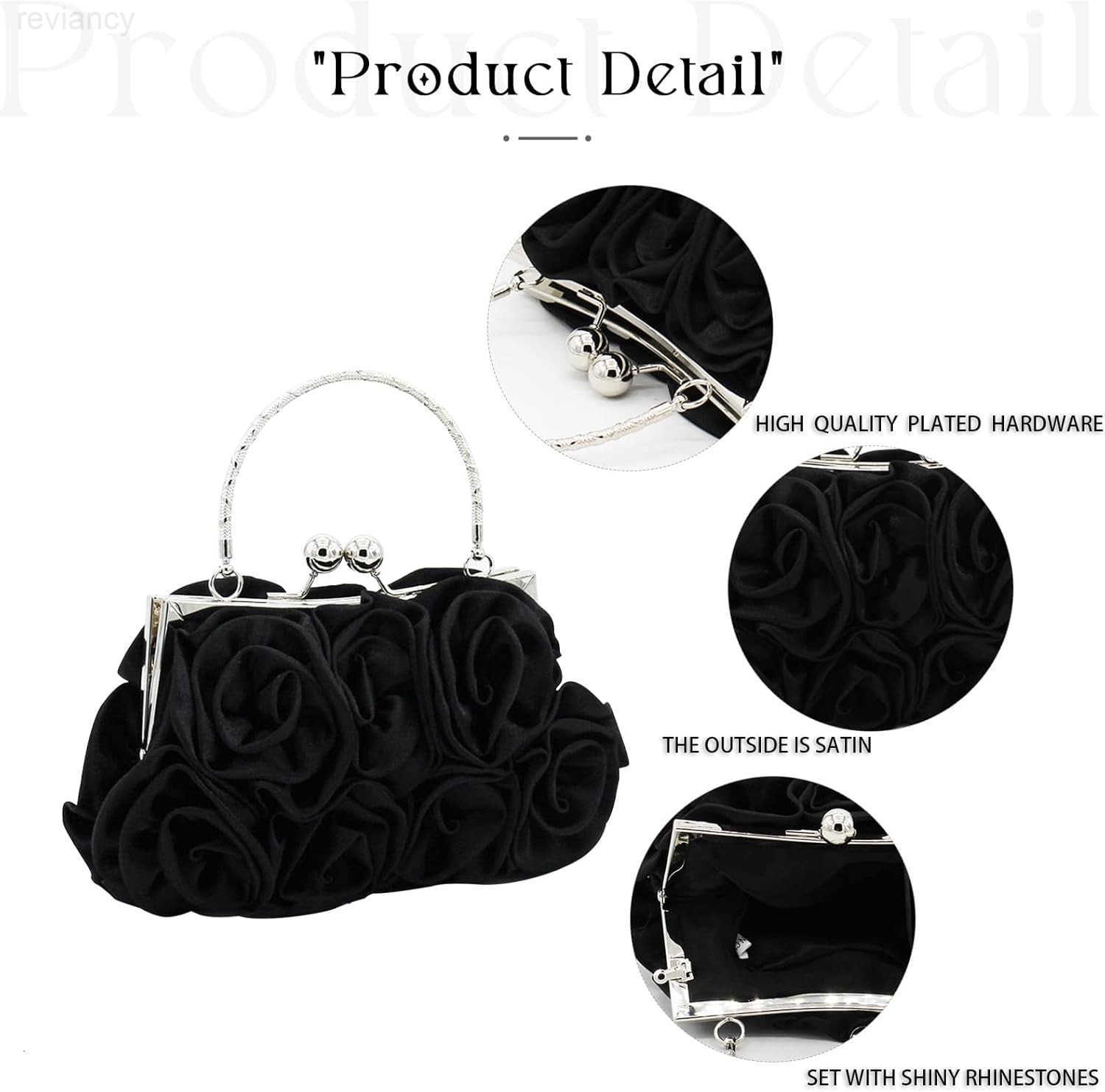 Women Evening Clutch Bag Floral Satin Small Purses with Detachable Strap for Wedding Party PromW250908