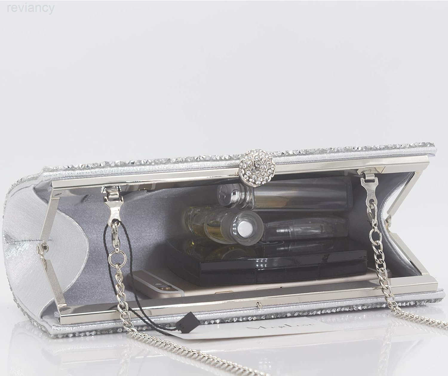 Clutch Purse for WomenCrystal Evening Bag Wedding Prom PartyCrossbody handbag SilverW250908