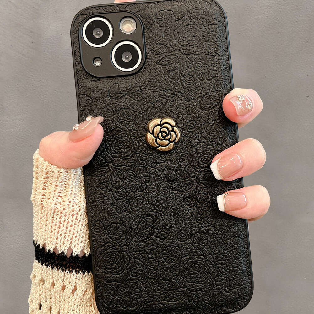 DHgargets Camellia INS Style Compatible with iPhone 17 Case Apple 15 Pro Embossed 16 Simple Solid Color Protective Cover