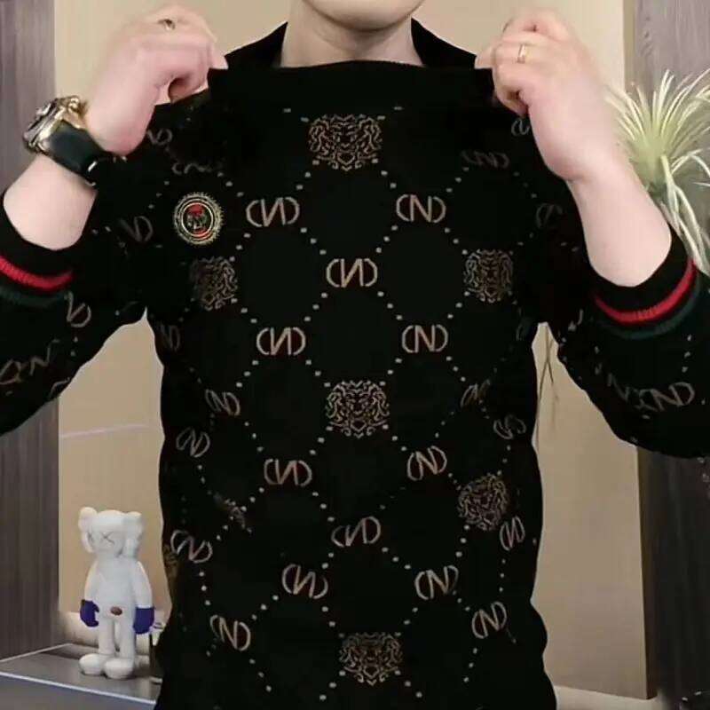 Men's Handsome Autumn/Winter Base Shirt High End Long Sleeved T-Shirt Trendy Casual Versatile Hoodie