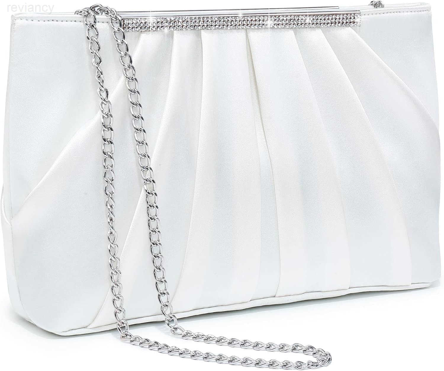 Elegant Pleated Evening Clutch Bags for Women Formal Handbags Purses for Wedding Party Prom with Sparkly RhinestonesW250908