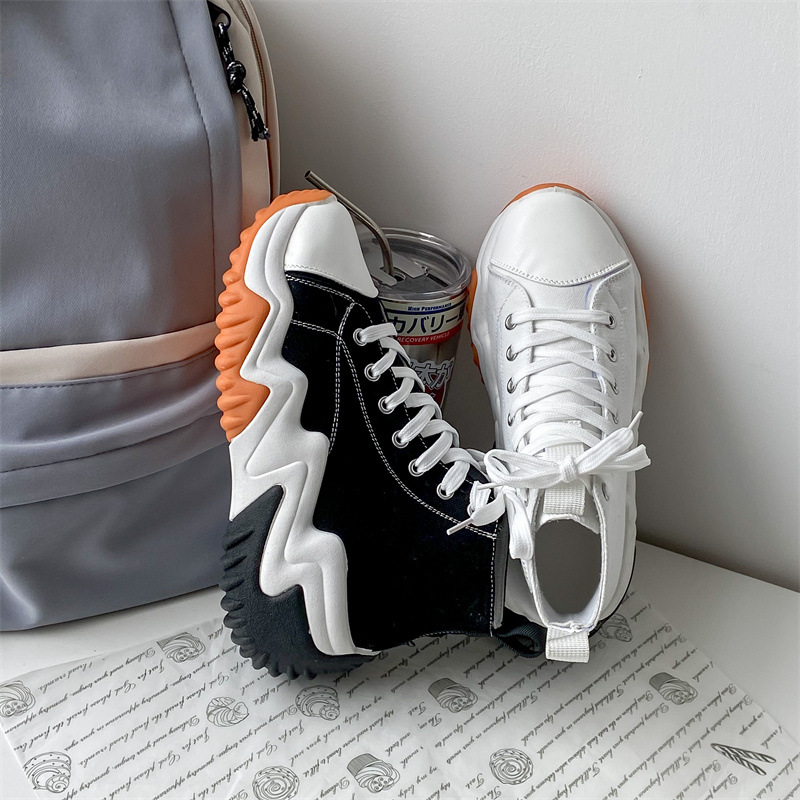 Casual Shoes Female 2024 Lace Up Women's Vulcanize Outdoor Women Sneakers Round Toe Platform High Top Canvas