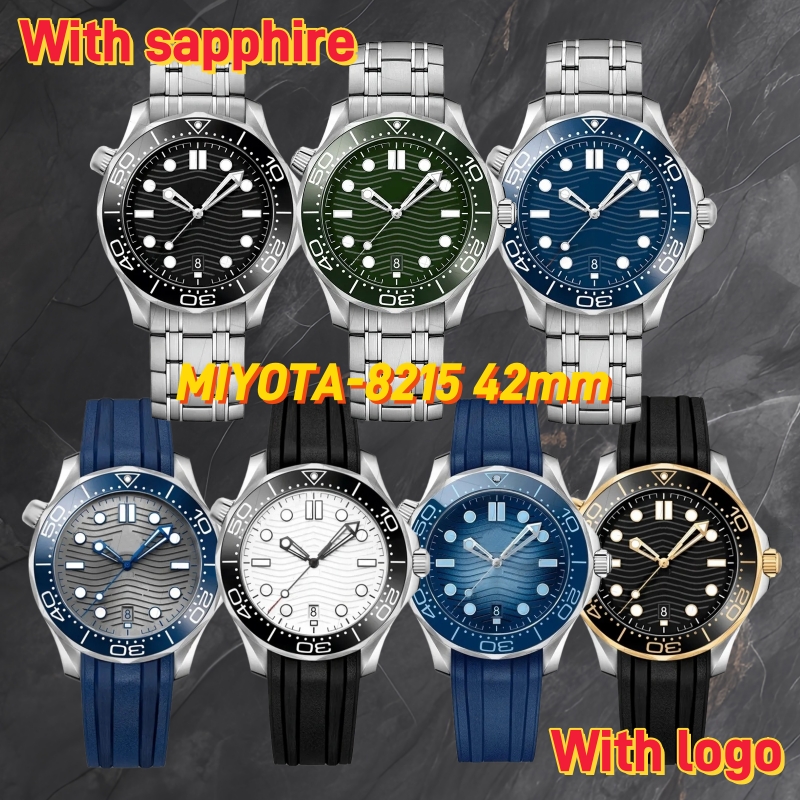 Super U1 high quality rubber designer mens mesh wave Sea Diver watch MIYOTA-8215 Automatic Movement 42mm stainless watches sapphire glass Luminous montre de luxe