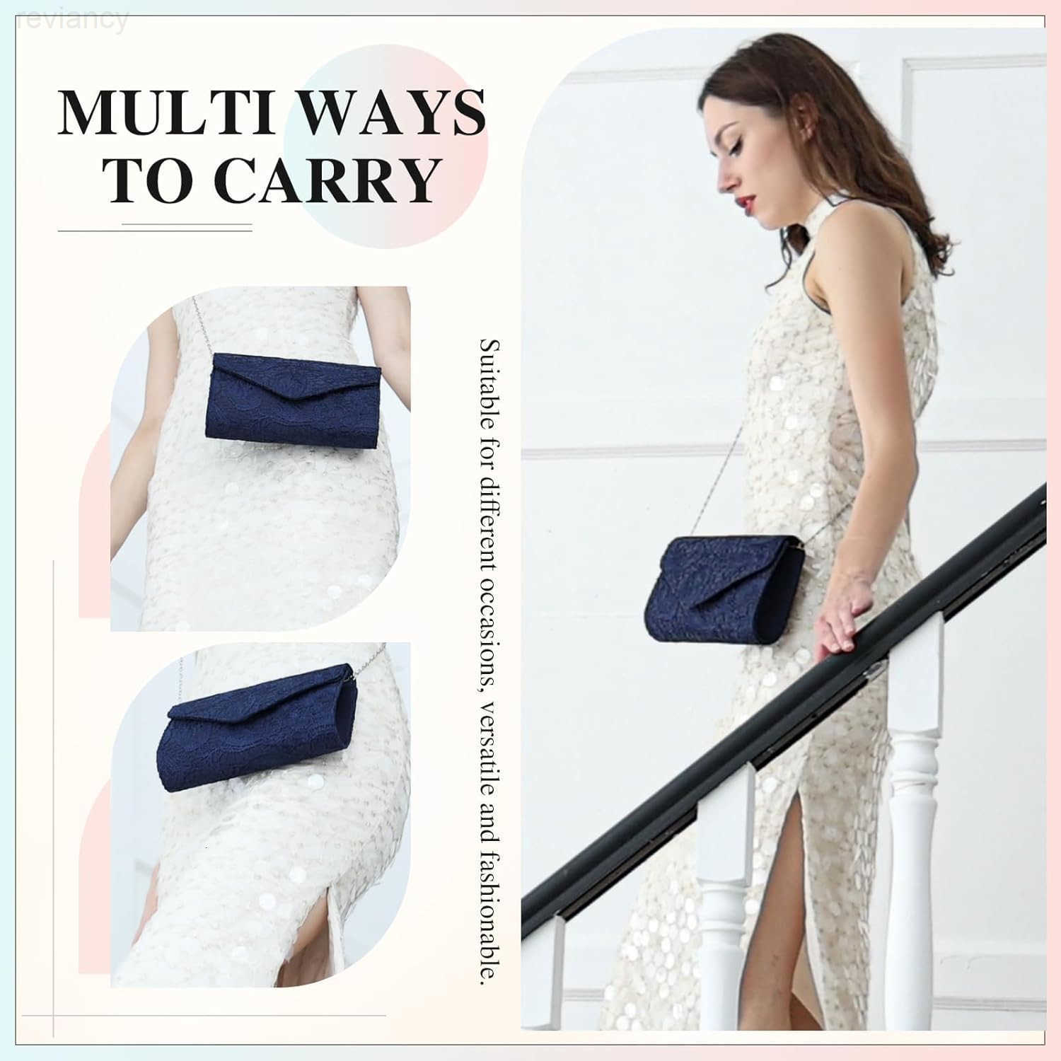 Evening Bag Lace Clutch Purse for Women Formal Elegant Envelope Wedding Party Cocktail Crossbody Shoulder BagW250908