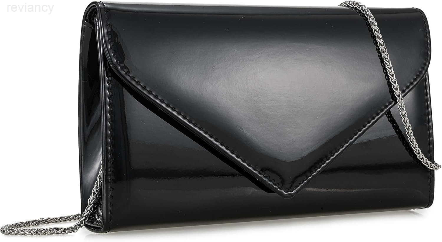 Womens Mirrored Metallic Faux Leather Evening Bag Glimmering Clutch Purse for PromCocktailWeddingPartyW250908