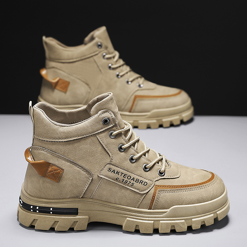 Men Boots Casual Shoes Ankle Leather Outdoor Platform Walking Fashion Luxury Designer Work High Top Sneakers Cowboy Winter