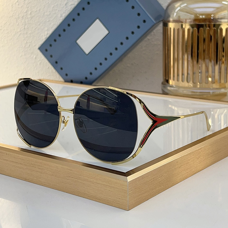 Designer Round Sunglasses For Women Men Fashion Metal Frame Round Eyewear 0225 Luxury Sunglasses Outdoor Goggles UV400 Glasses With Box