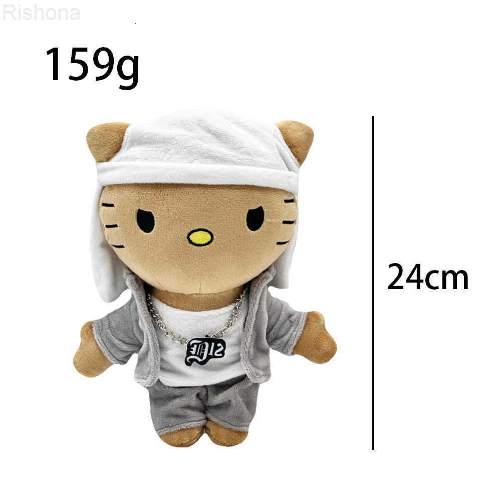 Sanrio 24cm Hello Selena Eminem Plush Doll White Hat Figure Stuffed Toys Cute Cat Boys Girls Birthday Christmas Gift H251201