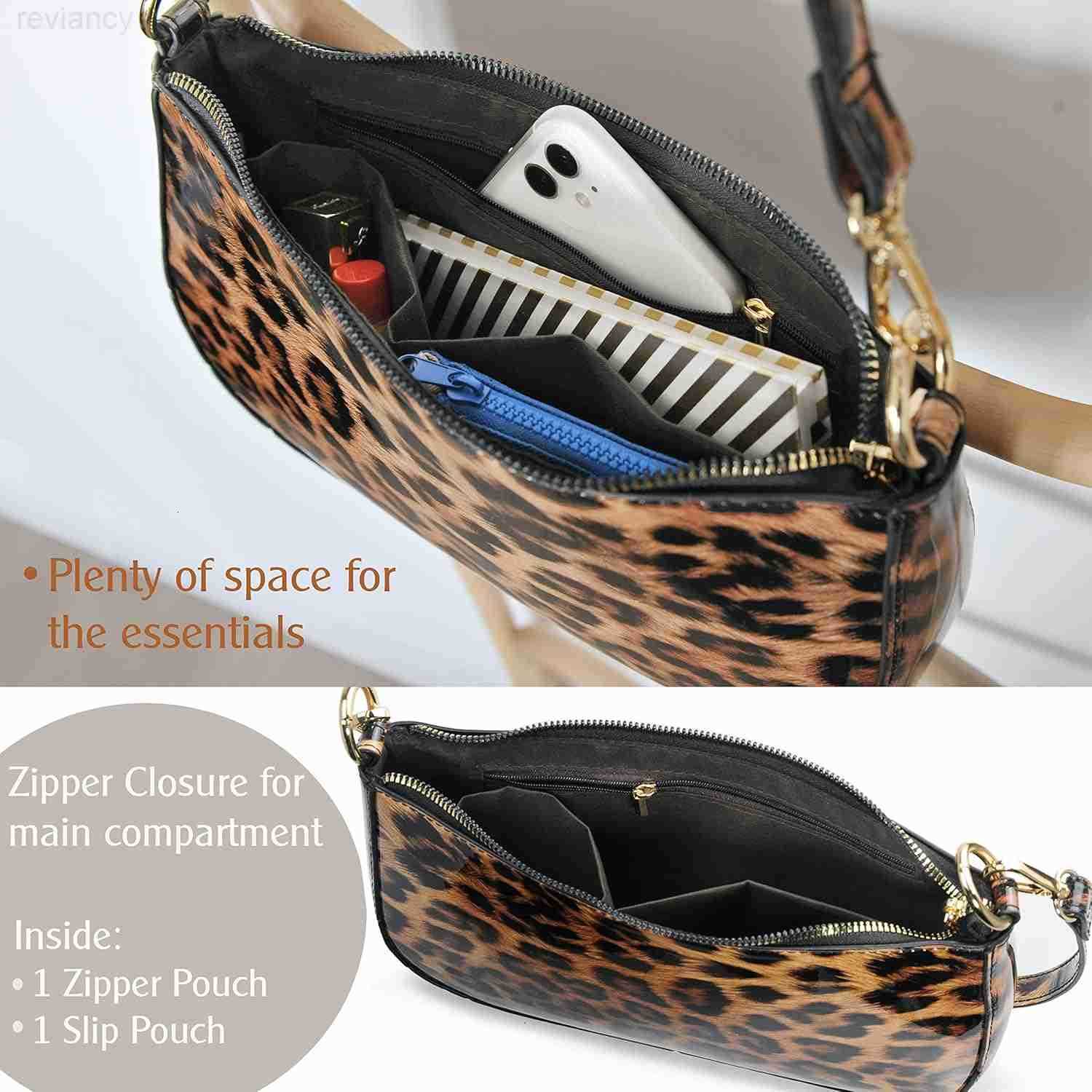Leopard 90s Women Shoulder Bag Glossy Patent Vegan Leather Crossbody Bag Clutch PurseW250908
