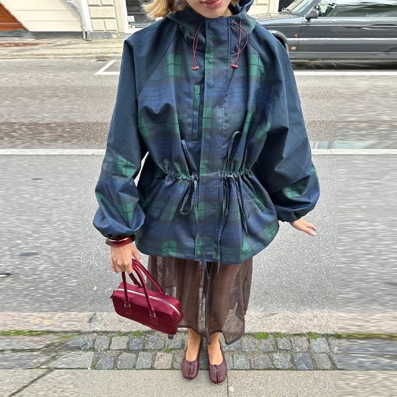 Women's Jackets Casual Tie Dye Print Hoody Women Jacket Urban Stand Collar Zippers Pocket Drawstring Female Coat 2025 Autumn Lady Outwear