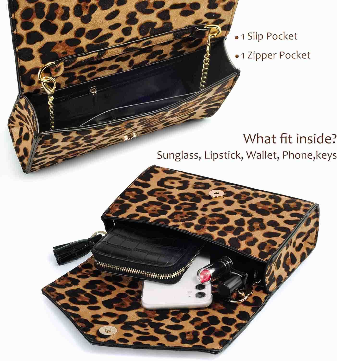 Leopard Print Envelope Evening Clutch Women Chain Shoulder BagW250908