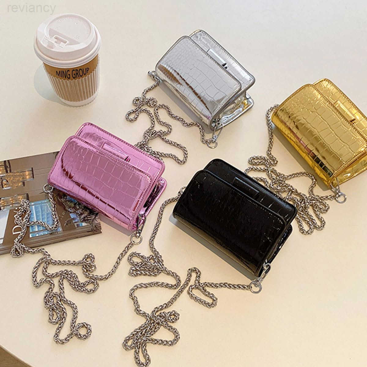 Leathe Mini Crossbody Bags for Womens Y2k Mini Square Purse with Chain Strap Fashion Women Small Evening BagsW250908