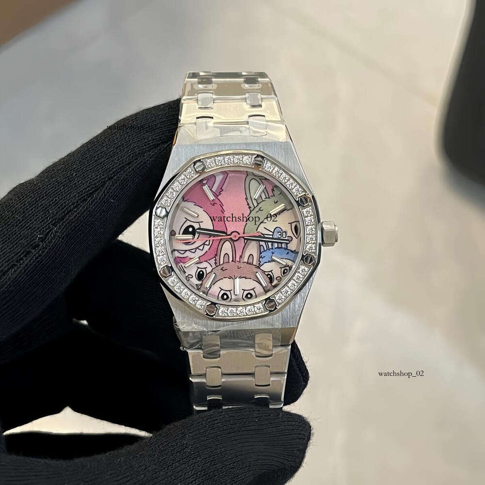 OMF Watches 34mm Blaken Selfwinding A5800 Automatic Womens Watch Dia Bezel Labubu Dial Steel Bracelet Ladys Wristwatches High Quality 75351ST sd5