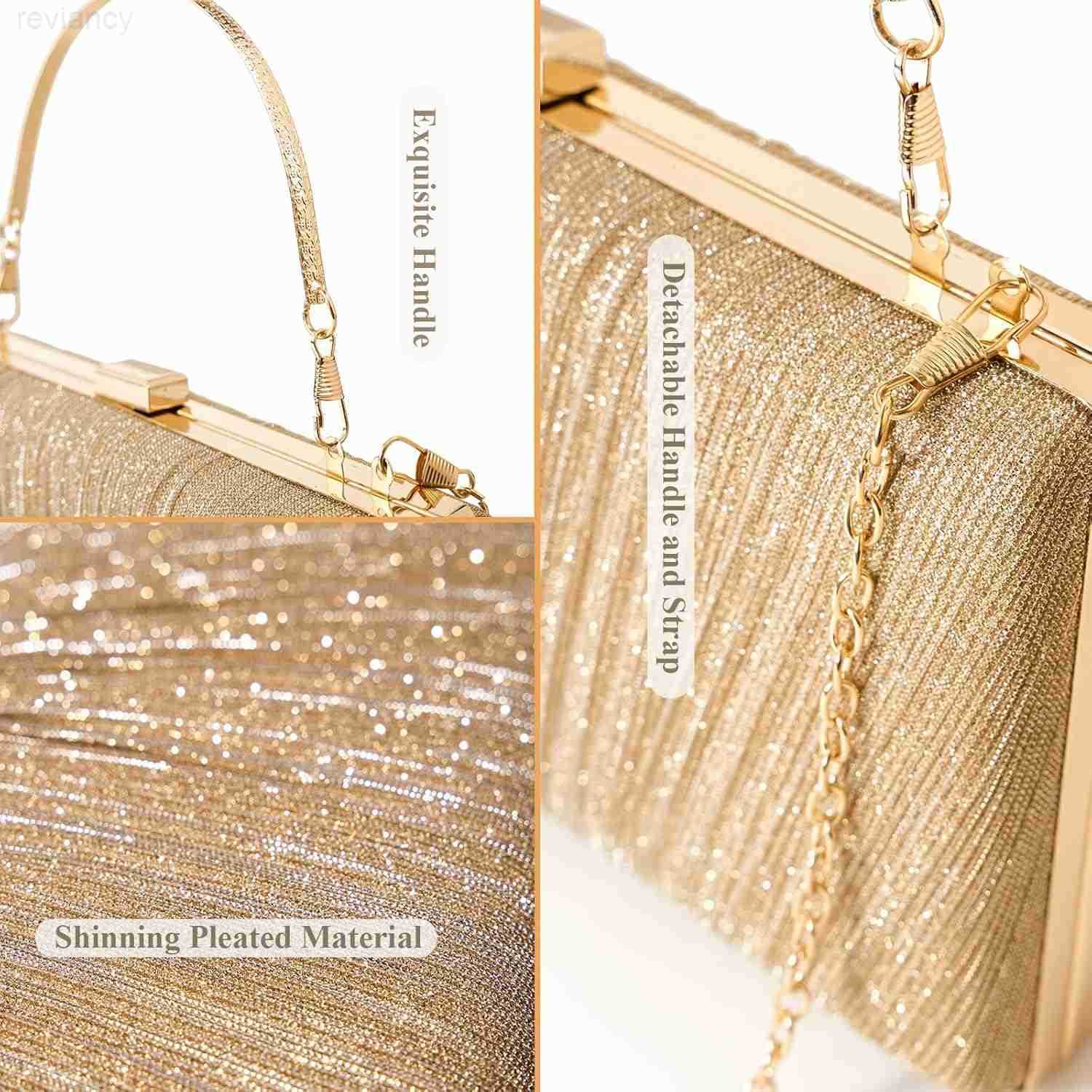 Clutch Purses for Women Pleated Evening Handbag with Chain Prom Cocktail and WeddingW250908