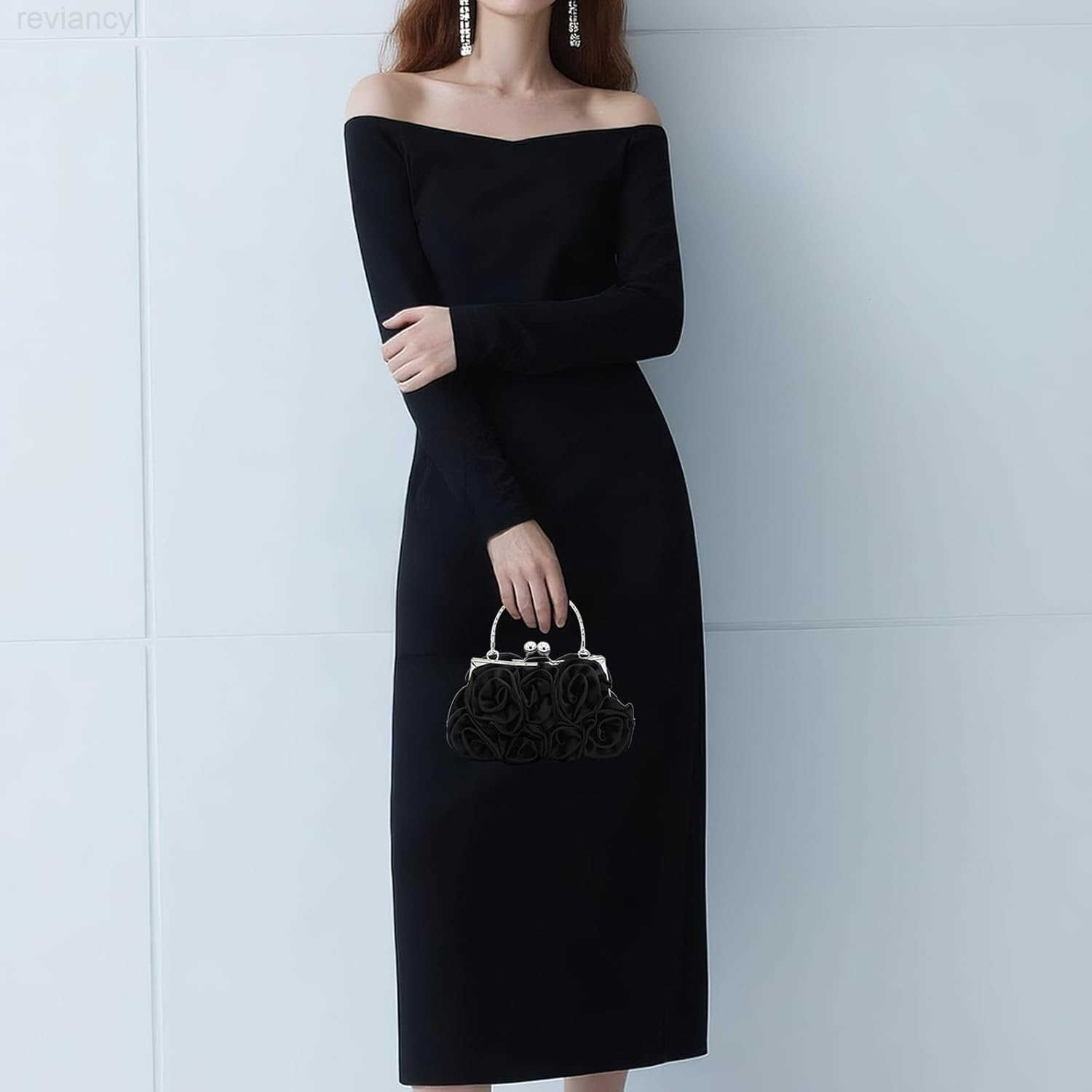 Women Evening Clutch Bag Floral Satin Small Purses with Detachable Strap for Wedding Party PromW250908