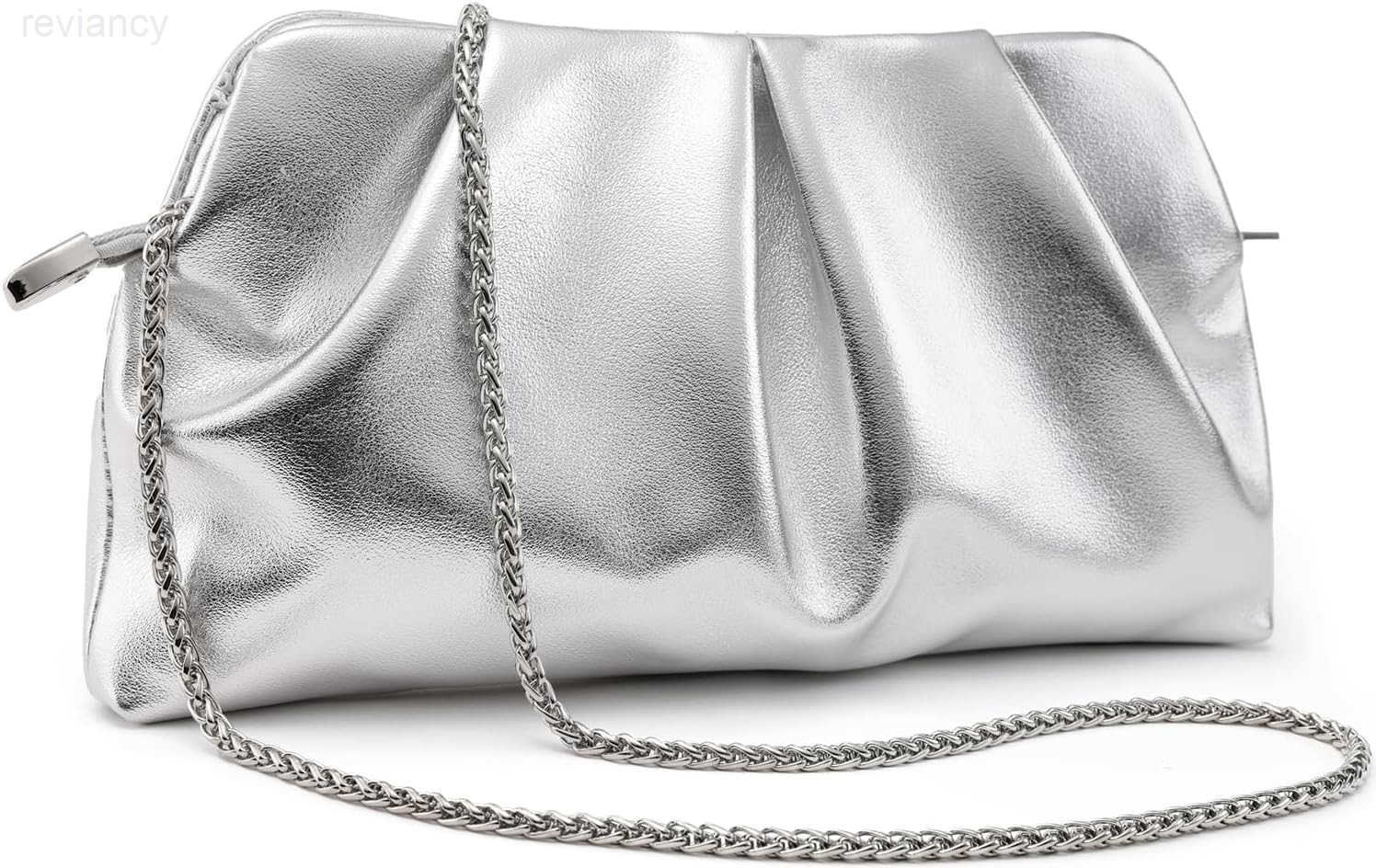 Women Clutch Bag Dressy Formal Handbag Pleated PU Clutch Purse Detachable Chain Crossbody BagW250908