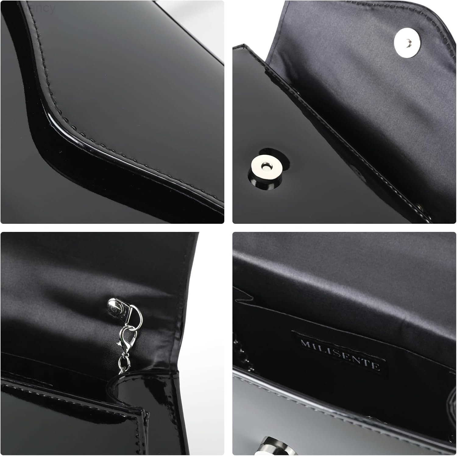 Womens Evening Bag Bridal Party Clutch Purses Cocktail Prom Handbags with Patent LeatherW250908