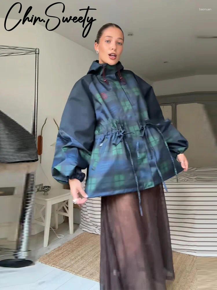 Women's Jackets Casual Tie Dye Print Hoody Women Jacket Urban Stand Collar Zippers Pocket Drawstring Female Coat 2025 Autumn Lady Outwear