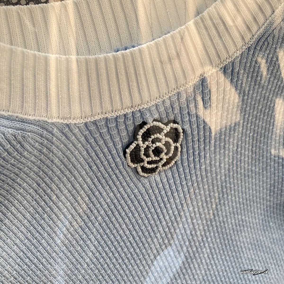 Summer New Fashion Round Neck Short Sleeve Women's Color Blocked Top Button Flower Knitted Versatile Style ddmylovely ddmylovely ddmylovely ddmyl