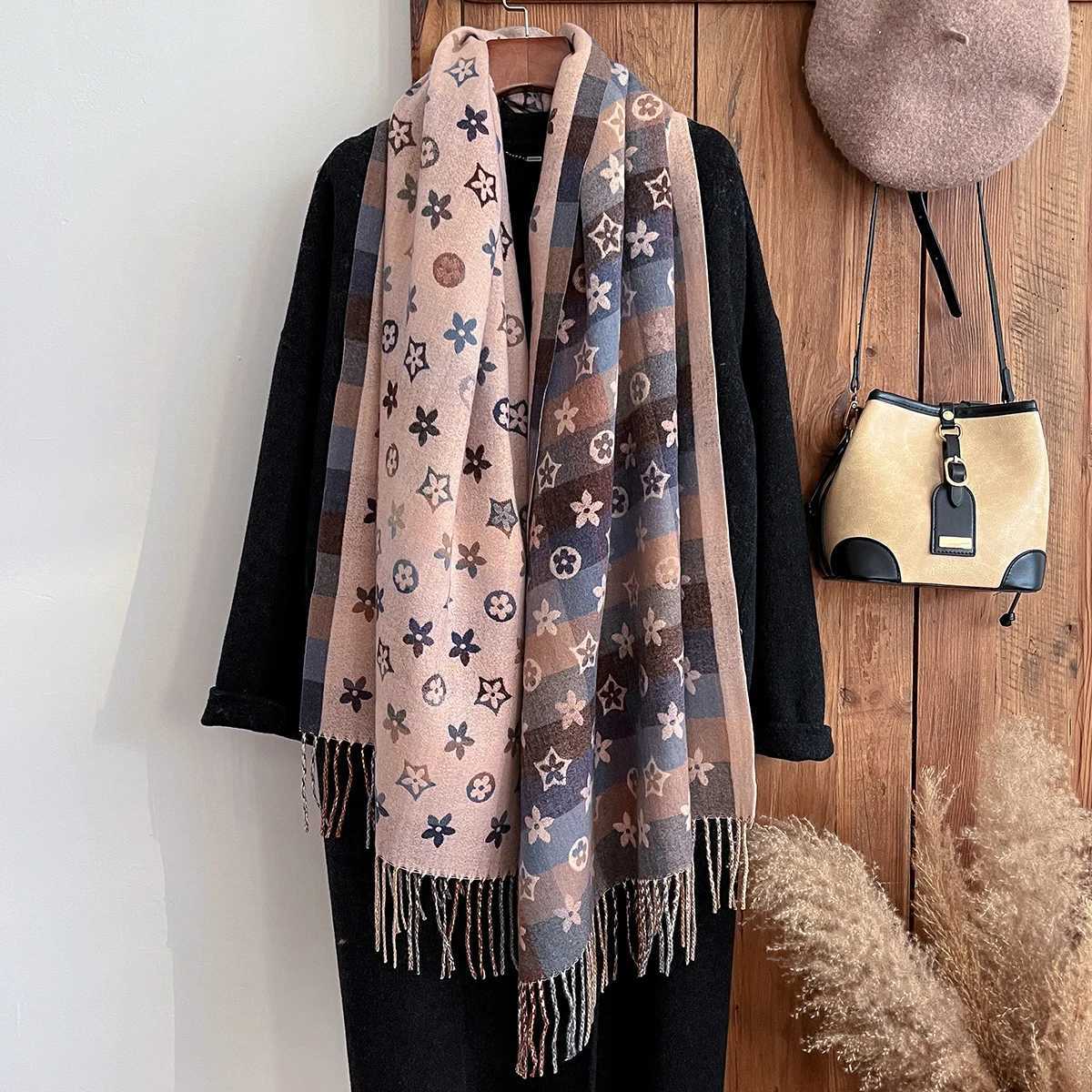 Designer New Brand National Style Cashmere Scarf Winter Women Pashmina Shawls Warm Blanket Wraps Female Foulard Bandana Thick Scarves Y250908a