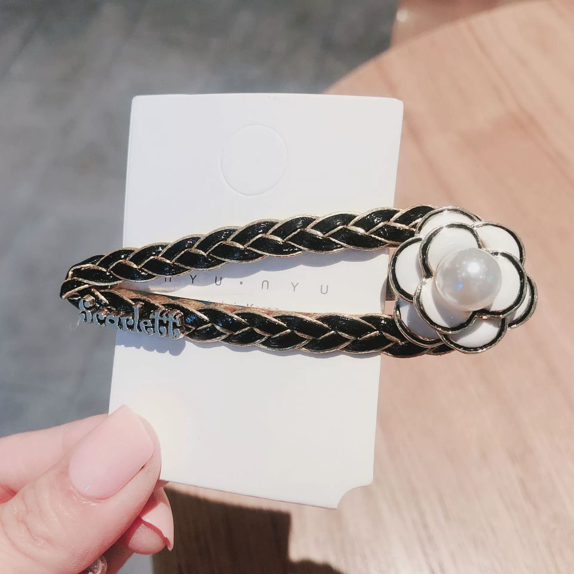 hair clipper korean style camellia clip back of head Internet celebrity hairpin chain pearl bangs elegant bb hair accessory hair clipper