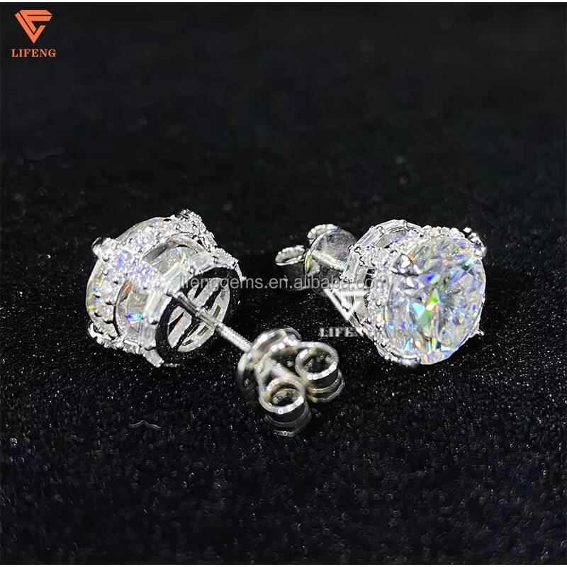 10mm VVS Moissanite Diamond Earring for Women 925 Sterling Silver Fashion Stud Earrings Wholesale Bulk Wedding Earrings