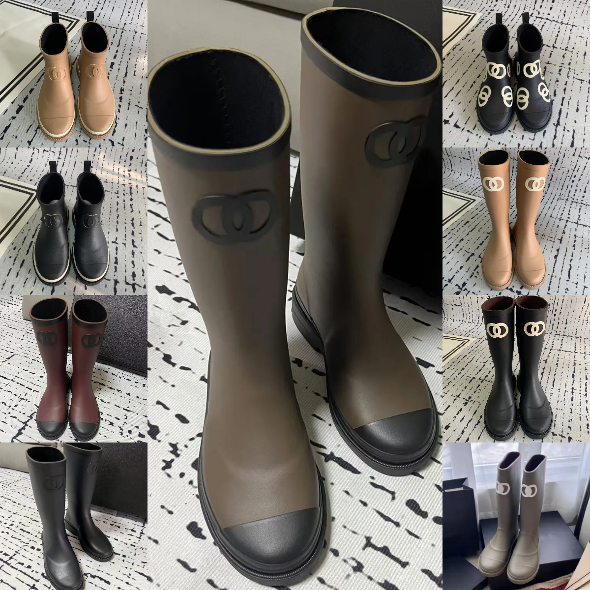 Size 35-41 Brand Designer Square Toe Women Rain Boots Thick Heel Thicks Sole Ankle Boot Women's Rubber Boot G220720 good are quality