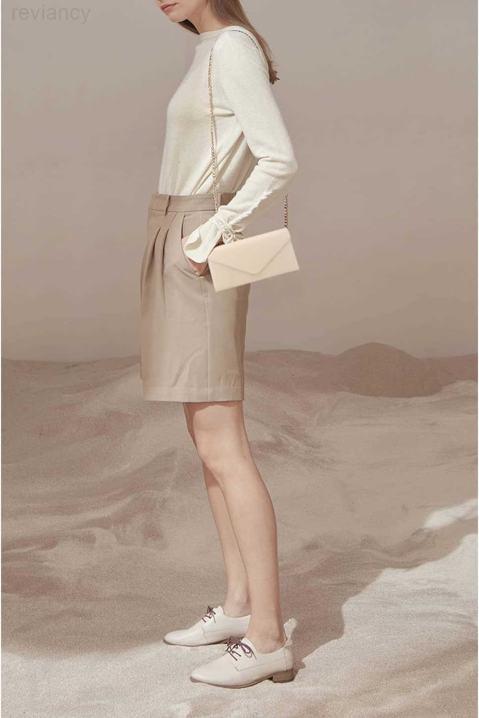 Leather Envelope Clutch Bag Classic Dressy Purse Foldover Evening HandbagW250908