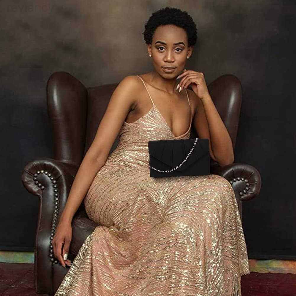 Clutch Purse Evening Bag for Women Evening Wedding Party Velvet Suede Pleated HandbagW250908