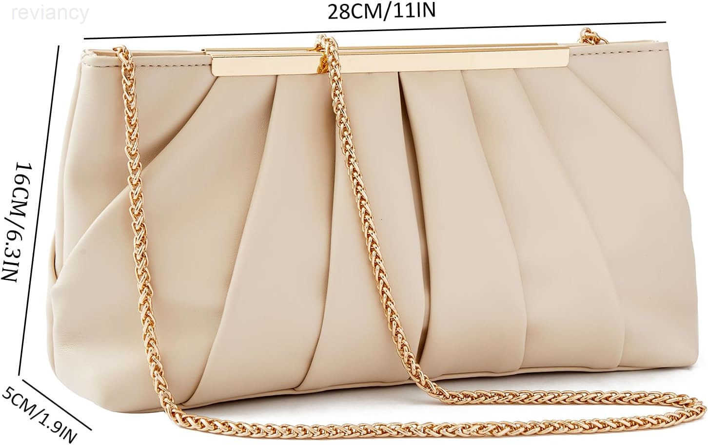 Clutch Purse Dressy Pleated Formal Evening Bag Simple Classy Handbag for WomenW250908