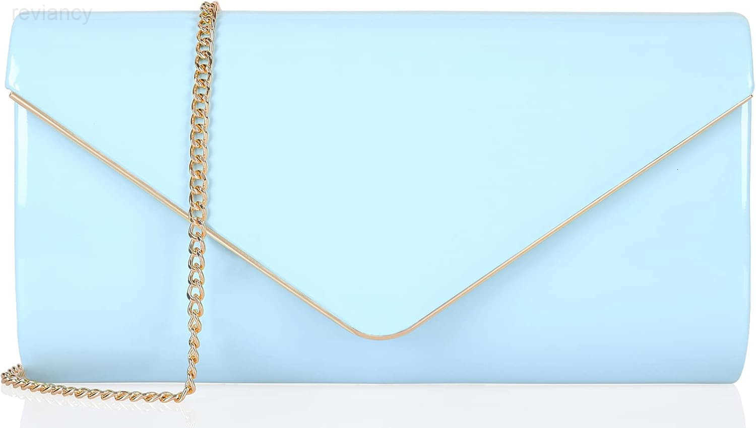 Envelope Clutch Purse for Women Shiny Patent Leather Foldover Evening Bag Formal HandbagW250908