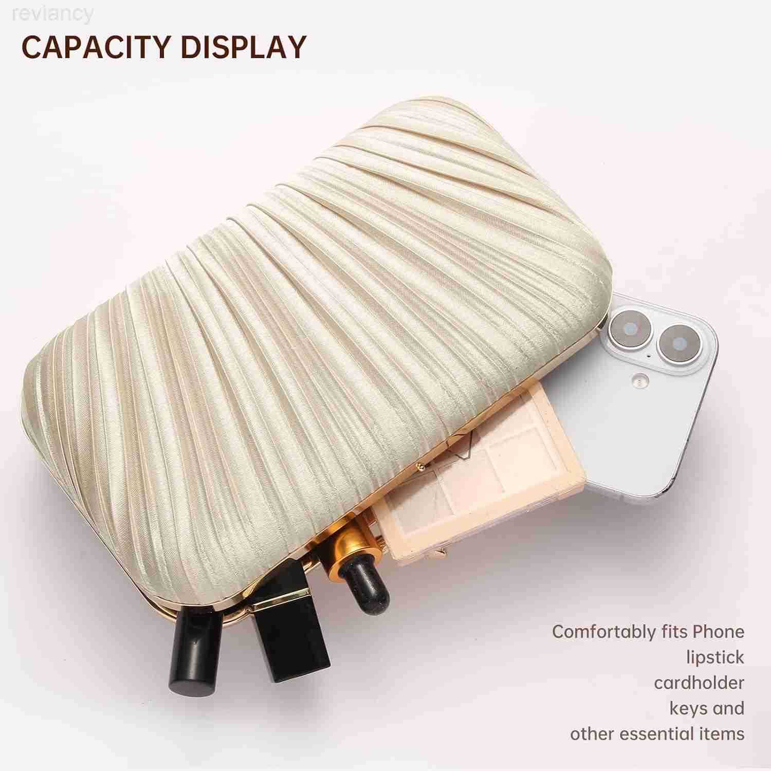 Purses for Women Evening Bag Handbags Formal Pleated Clutch Bag with Chain for Prom Wedding Party Blacktie affairsW250908