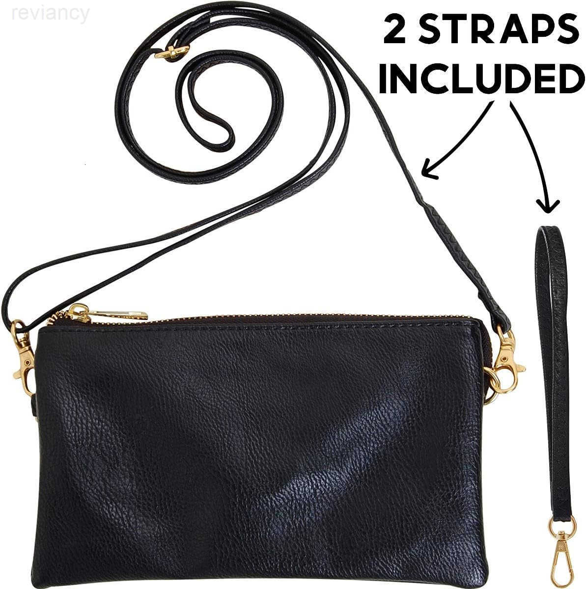 Leather Wristlet Purse for Women Small Clutch Purse with Shoulder and Wrist StrapsW250908