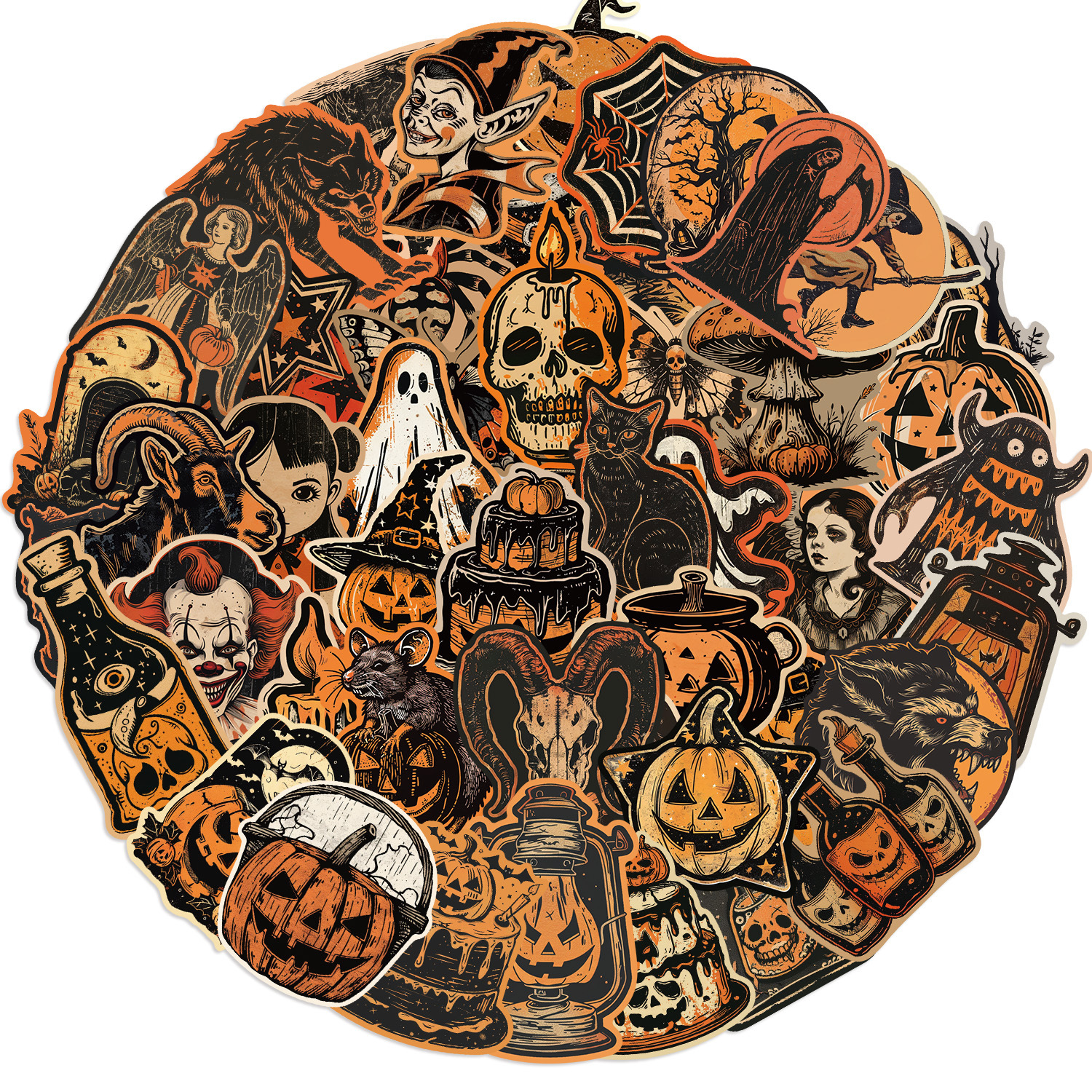 50pcs Waterproof Halloween Graffiti Stickers Party Decoration for Laptop Guitar Skateboard Luggage Cute Stickers Kids Toy