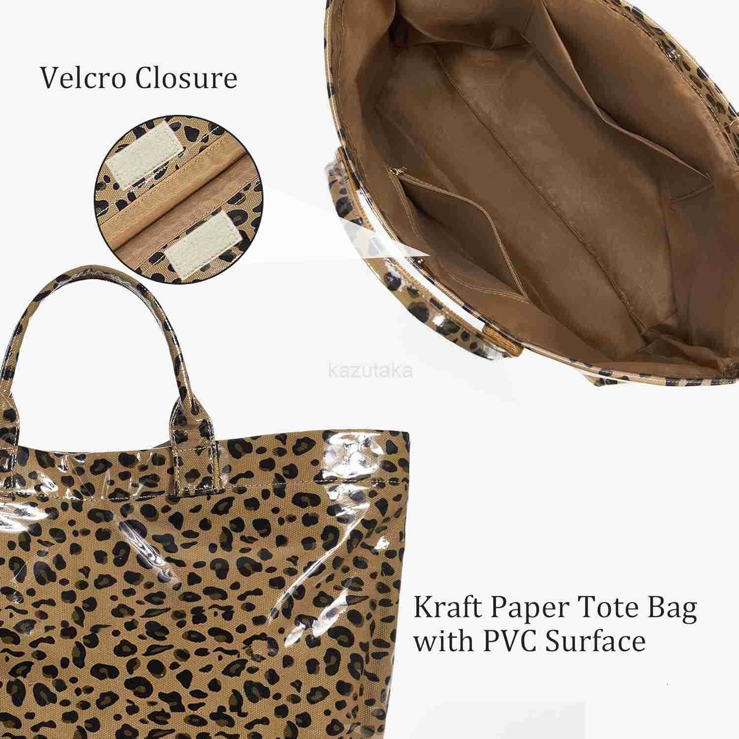 PVC Tote Bag for Women Trendy Plastic Tote Bag Leopard Bags Cheetah Letters Print Bags Large Canvas Hobo Handbag Z250901