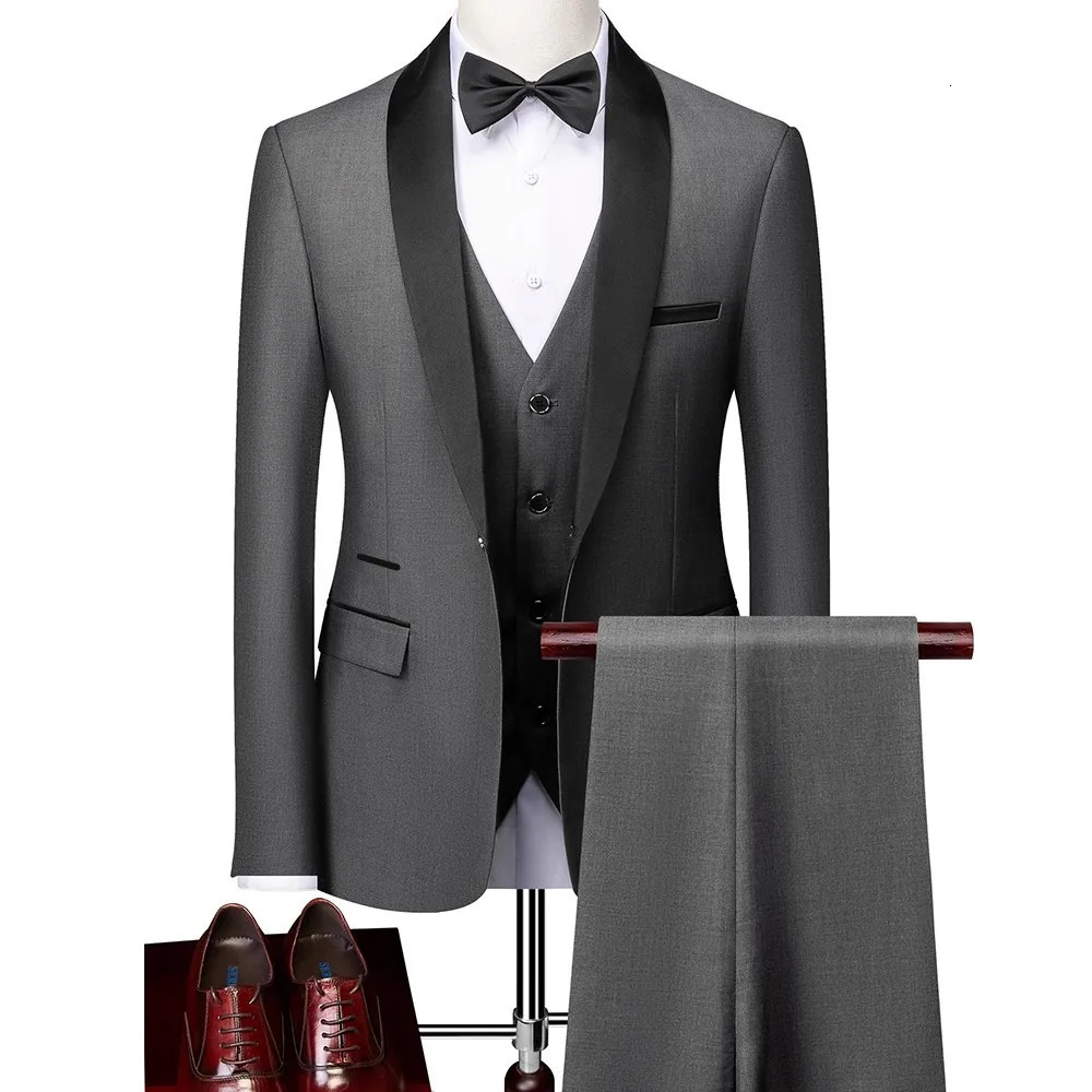 Mens Suits 23pcs Mens Business Suit Notch Lapel Blazer Formal Wedding Groom Pants Tux Vest Tuxedos BlazervestPants 250908