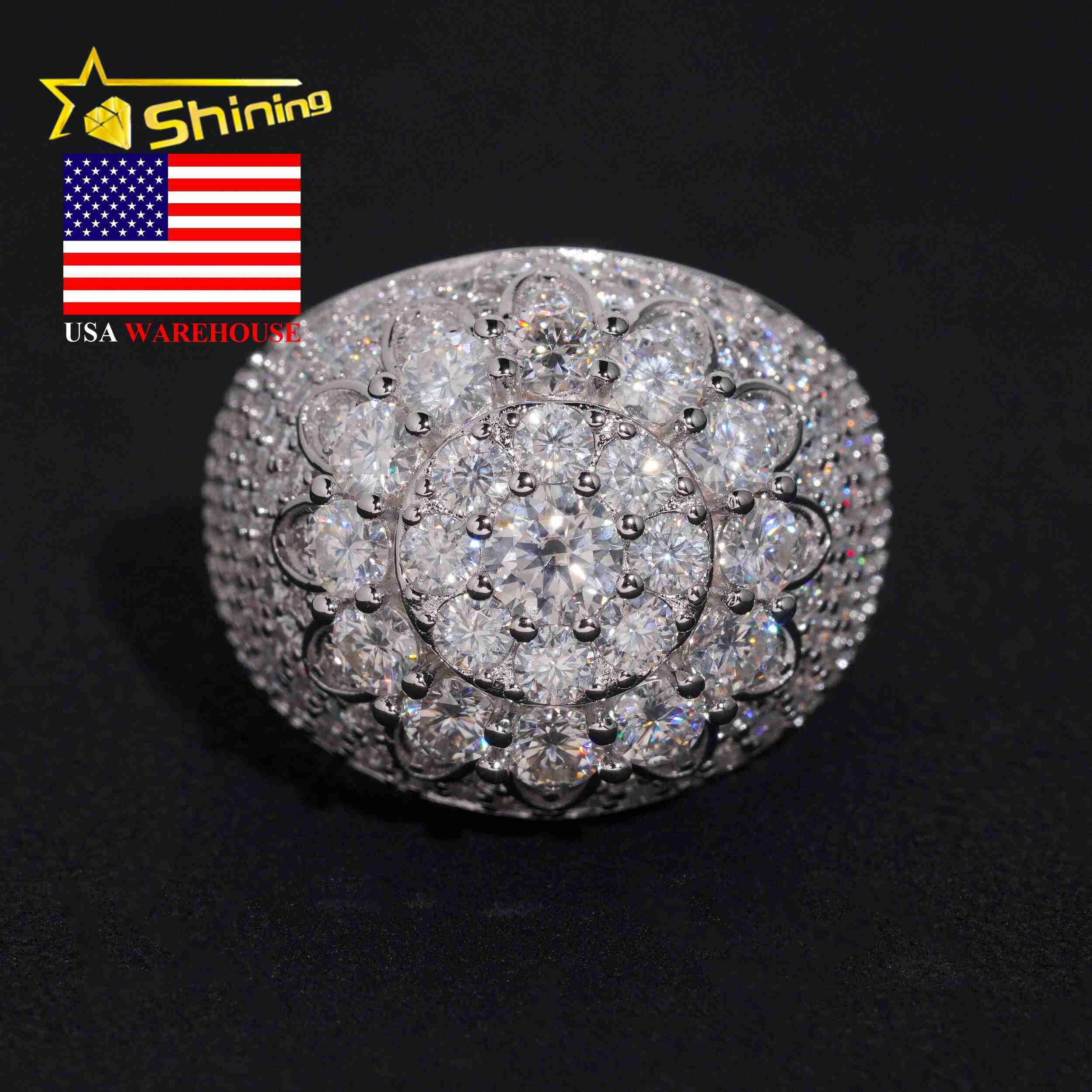 USA Local Stock Shipping Luxury Hot Selling Moissanite Mens Ring 925 Silver VVS Moissanite Iced Out Ring GRA Certificated Designer ring